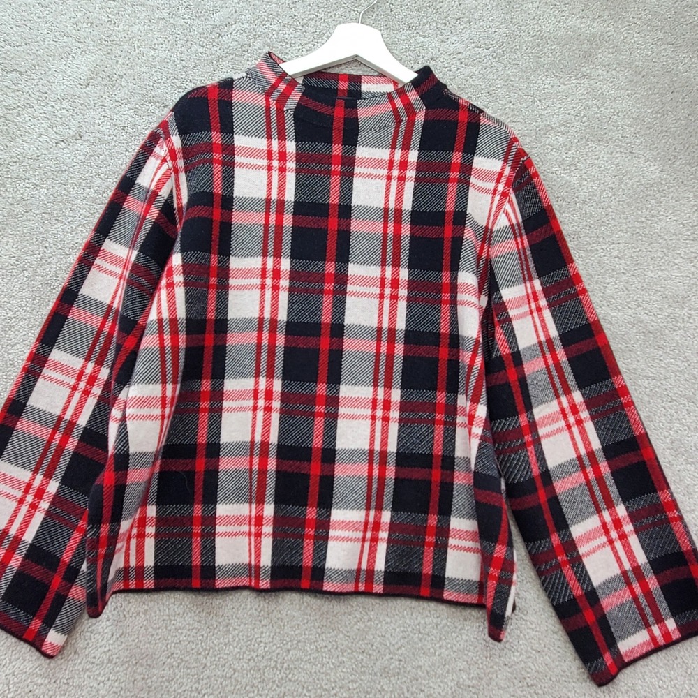 Ann‎ Taylor Sweater Womens 2XL Multi Plaid Mock Neck Long Sleeve Relaxed Fit